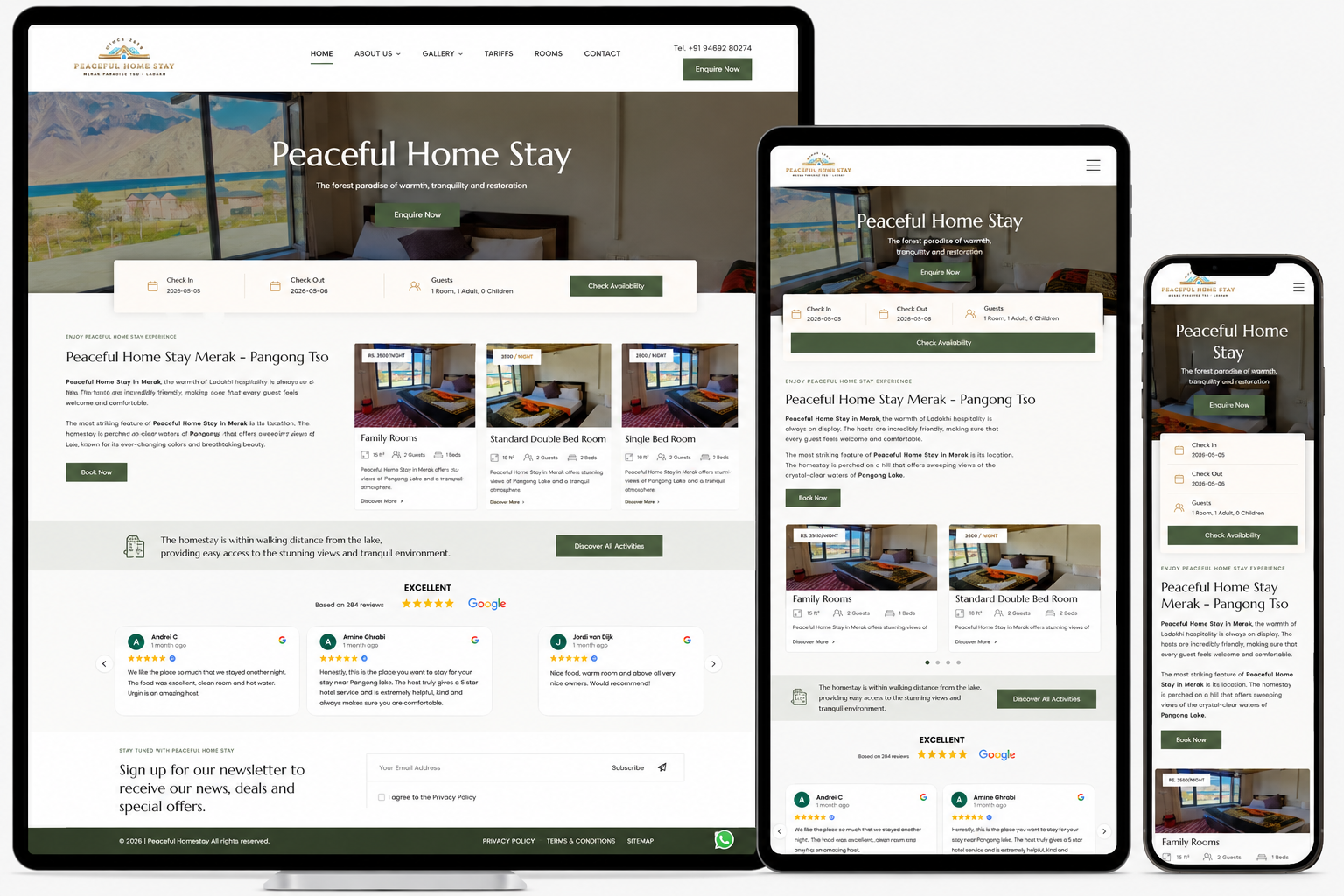 peacefulhomestaymerak.in screenshot